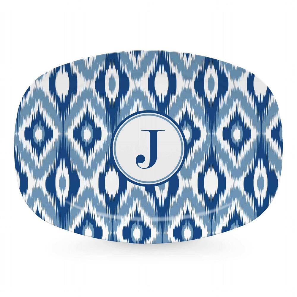 Blue Ikat Platter - J by Mariposa