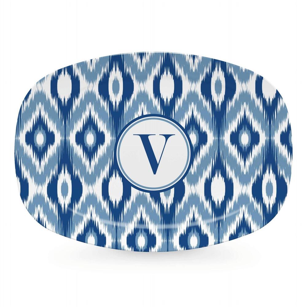 Blue Ikat Platter - V by Mariposa