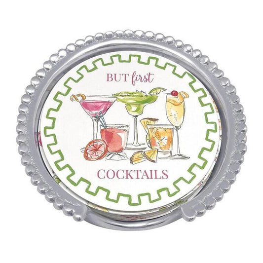 But First...Cocktails Beaded Coaster Set by Mariposa
