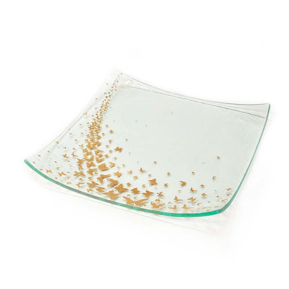 Butterfly Square Plate by Annieglass