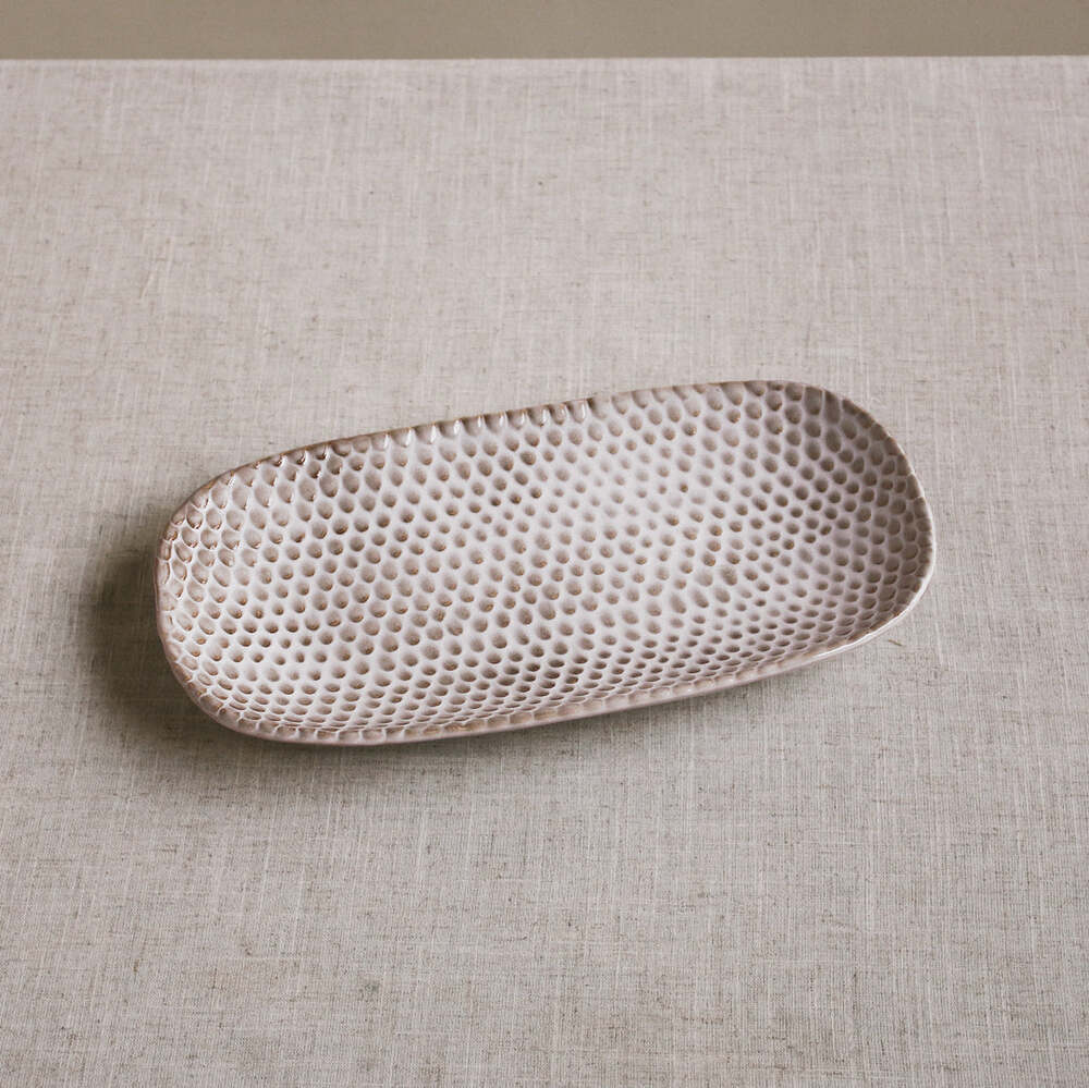 Ceramic Aurora Rectangular Platter - Dusty White by Beatriz Ball