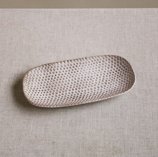 Ceramic Aurora Rectangular Platter - Dusty White by Beatriz Ball