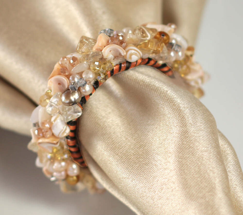 Champagne Jewelled Napkin Ring - Set of 4 by Calaisio