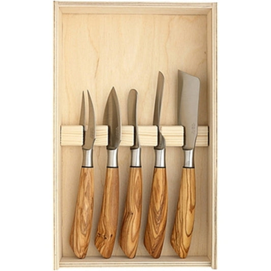 Cheese Knife Set of 5 with Ox Horn Handle by Saladini