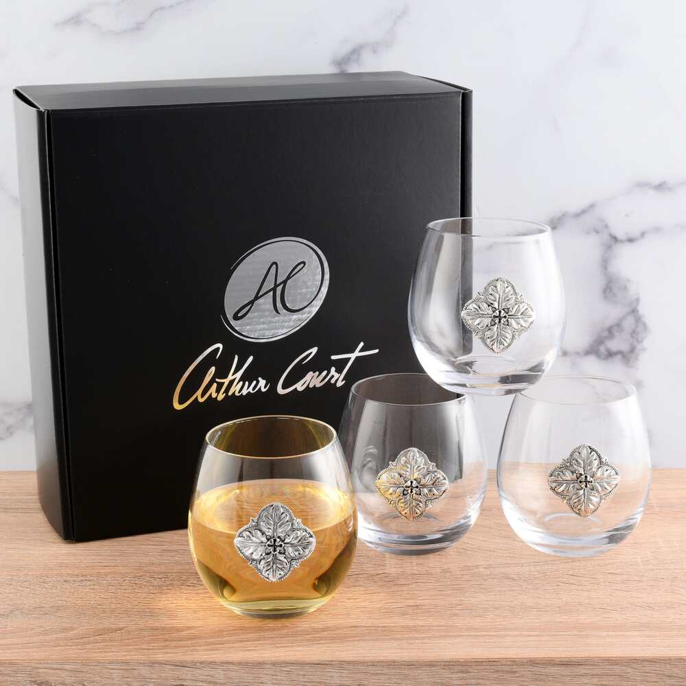 Concho Stemless Wine Glass - Set of 4 by Arthur Court Designs 1