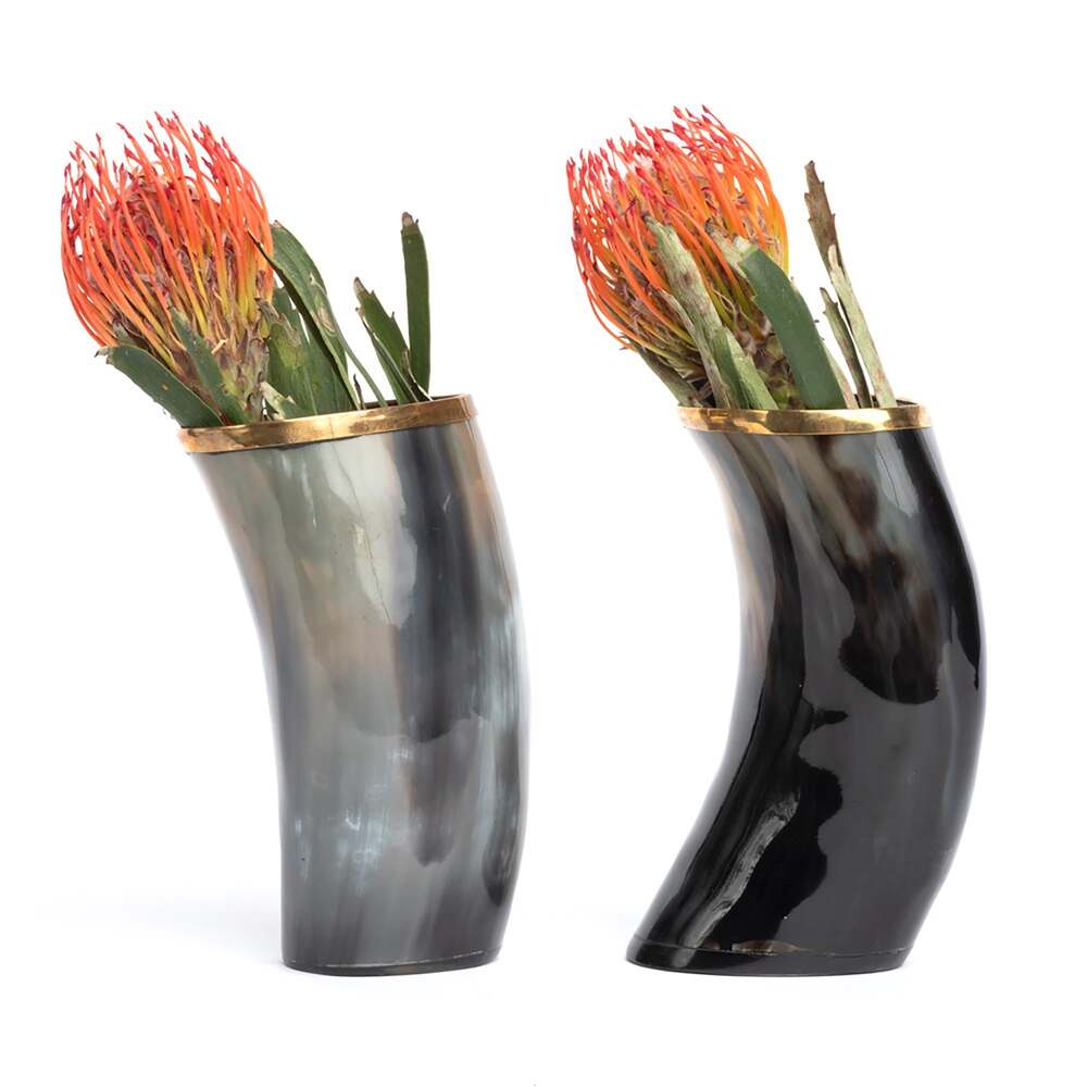 Cow Horn Vase with Gold Trim by Ngala Trading Company Additional Image - 1