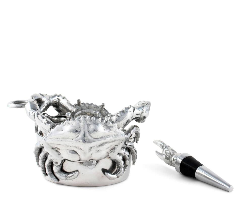 Crab Wine Caddy and Stopper Set by Arthur Court Designs 1
