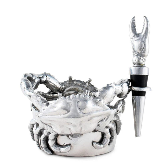 Crab Wine Caddy and Stopper Set by Arthur Court Designs