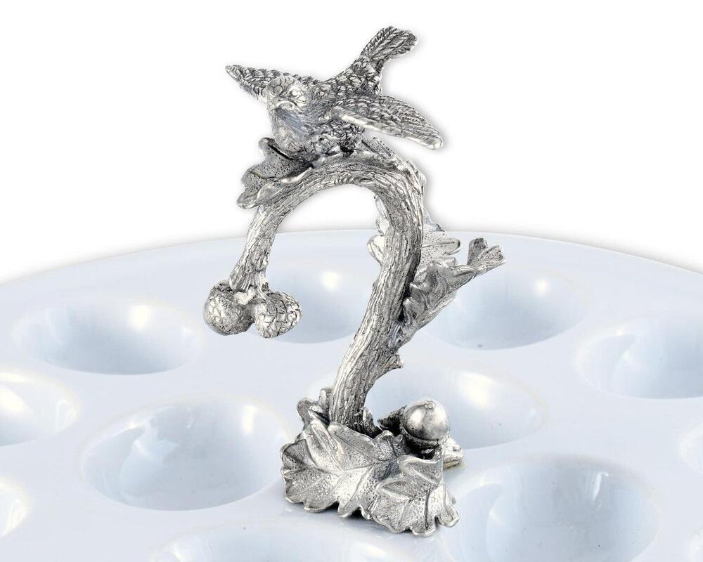 Deviled Egg Tray with Pewter Song Bird Handle by Vagabond House 2