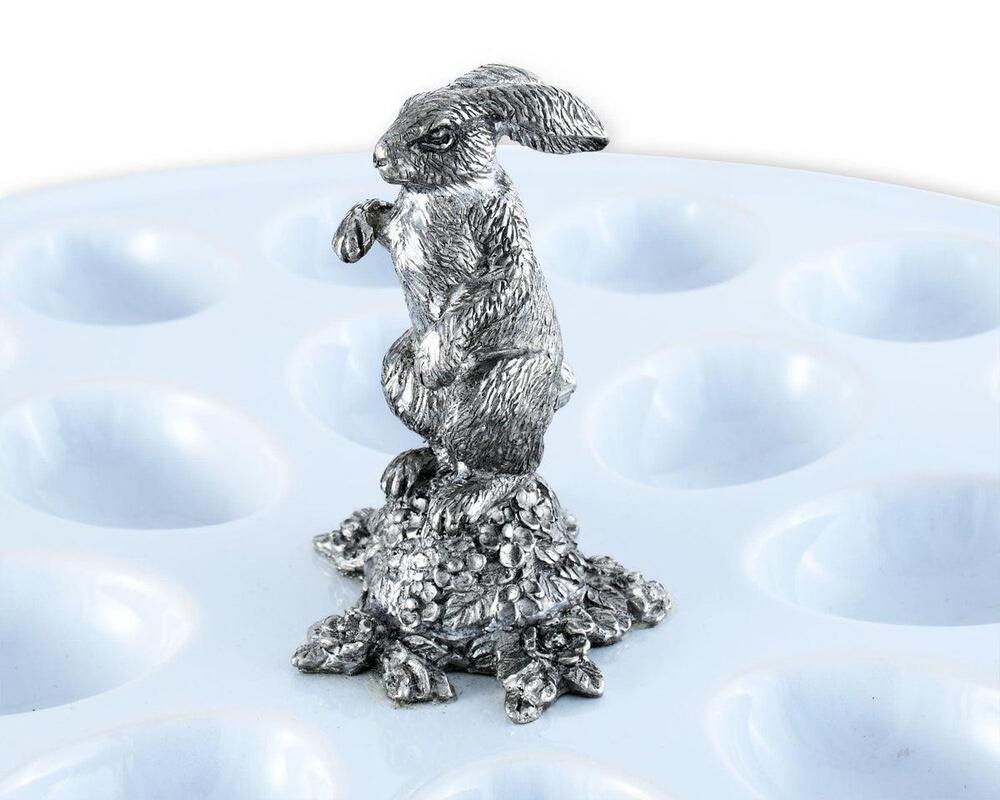 Deviled Egg Tray with Pewter Standing Rabbit by Vagabond House 3