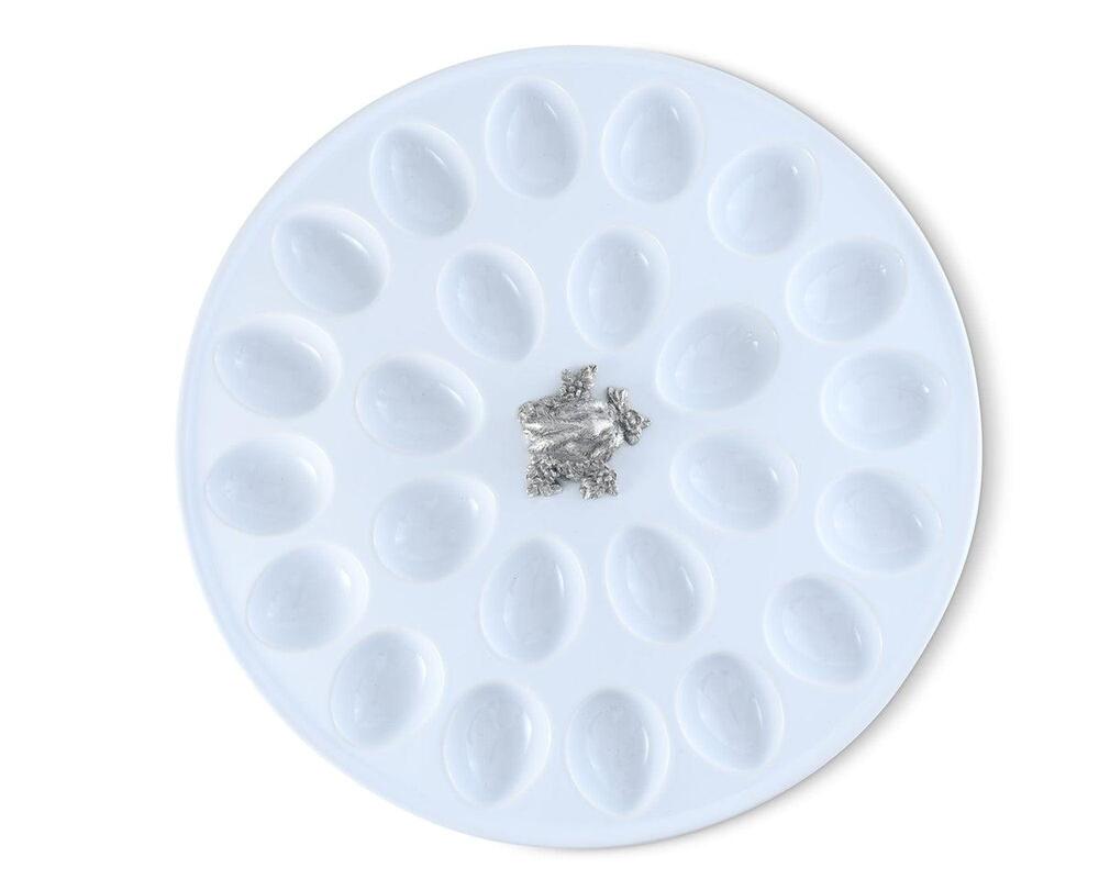 Deviled Egg Tray with Pewter Standing Rabbit by Vagabond House 4
