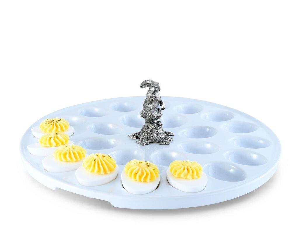 Deviled Egg Tray with Pewter Standing Rabbit by Vagabond House 5