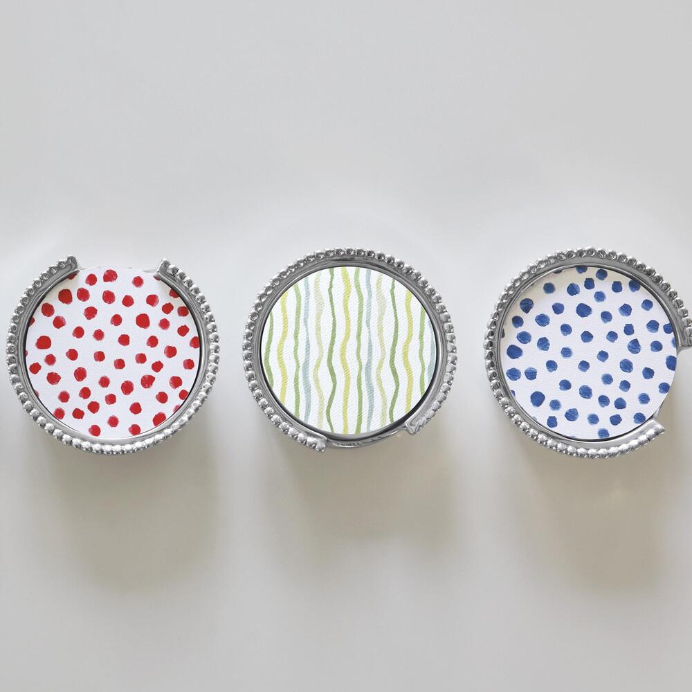 Dotty and Stripe Beaded Coaster Set by Mariposa 3