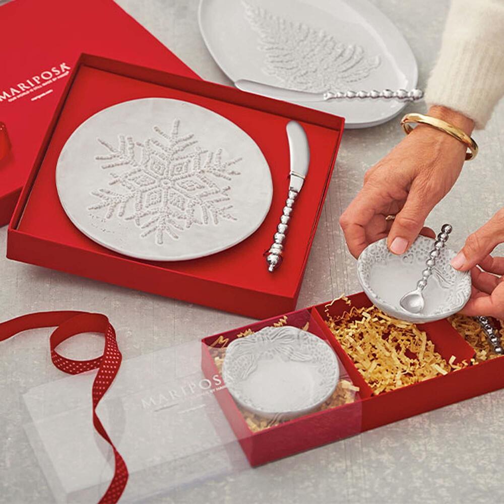Dotty Wreath Ceramic Open Salt Spoon Set by Mariposa Additional Image 2