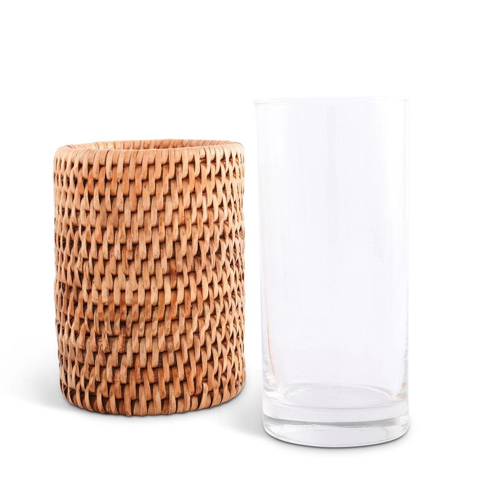 Drinking Glass Covered with Hand Woven Wicker Rattan - Set of 4 by Vagabond House 2