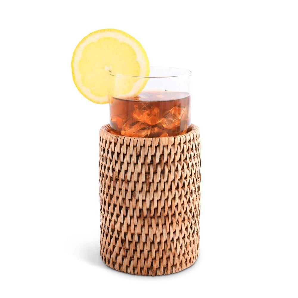 Drinking Glass Covered with Hand Woven Wicker Rattan - Set of 4 by Vagabond House 6