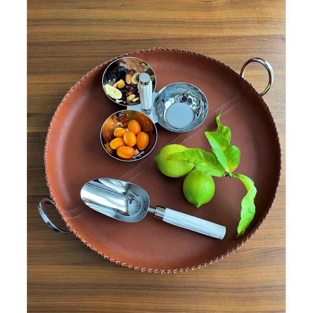 Durango Leather Round Tray by Mary Jurek Design Additional Image -4