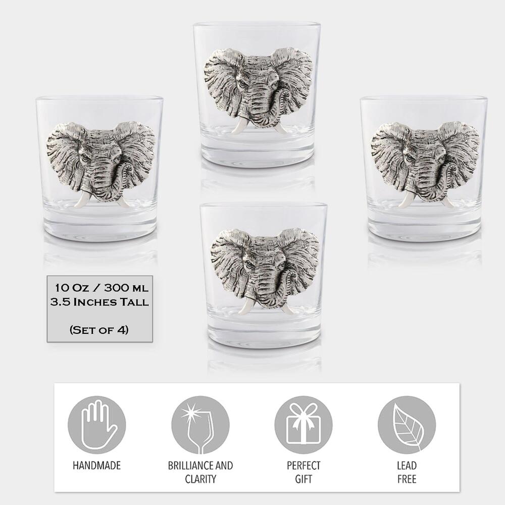 Elephant Bar Glass Set of 4 by Arthur Court Designs 2