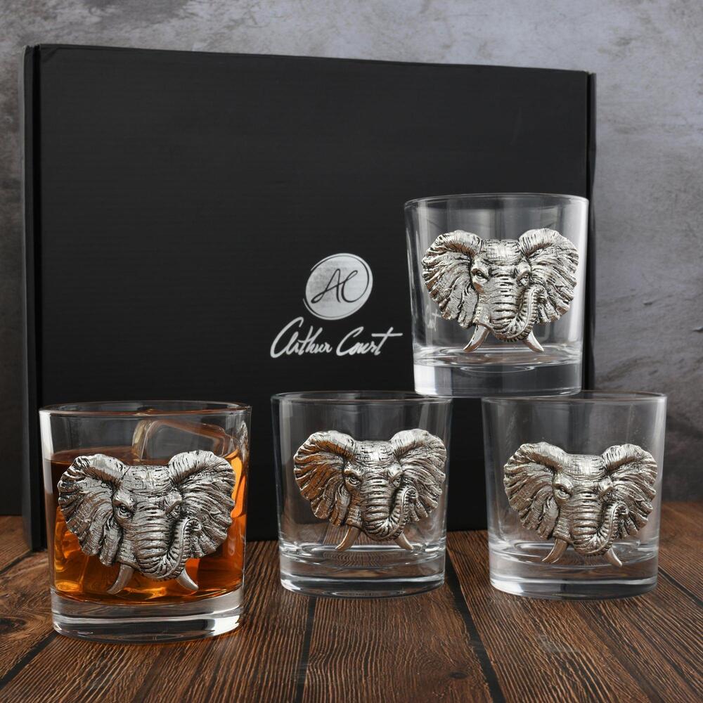 Elephant Bar Glass Set of 4 by Arthur Court Designs 5