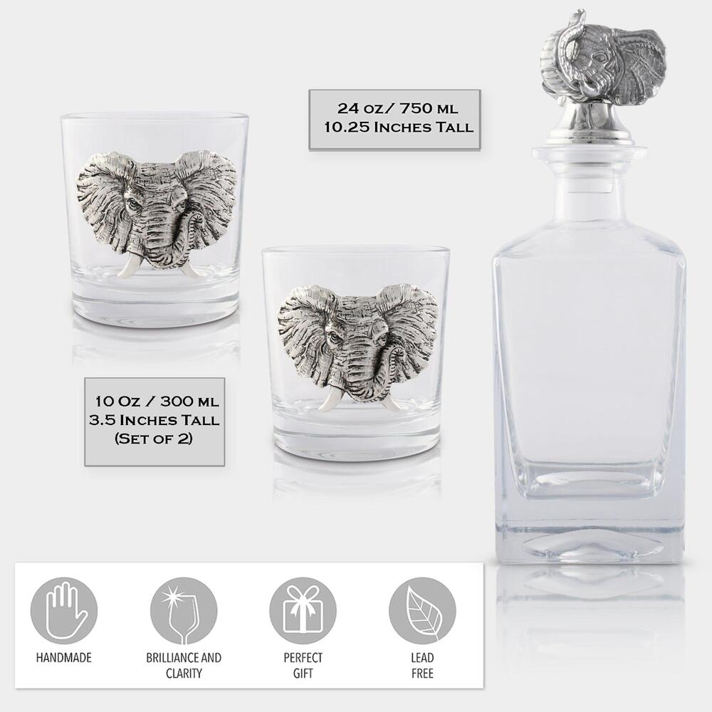 Elephant Decanter Set with Glass by Arthur Court Designs 3