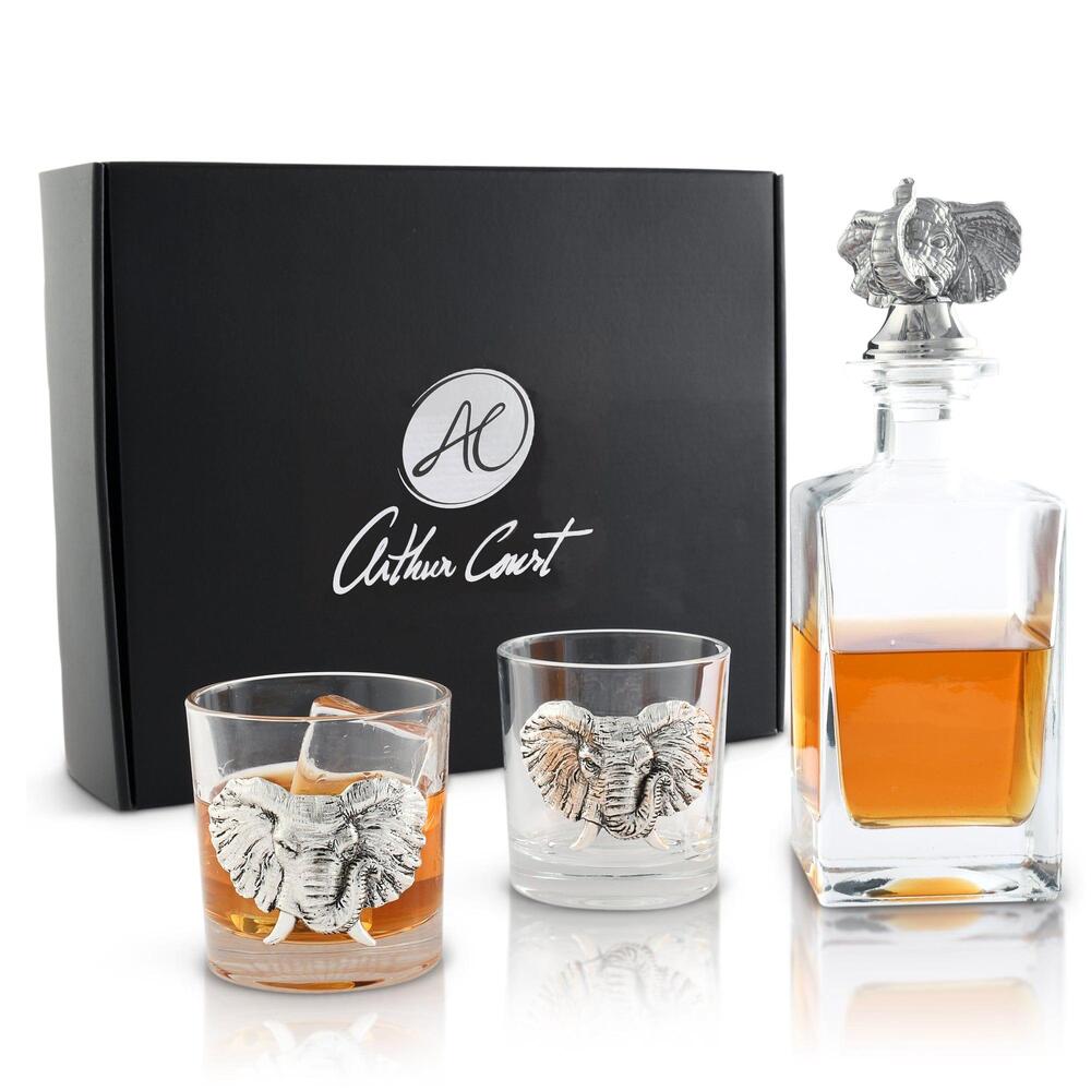 Elephant Decanter Set with Glass by Arthur Court Designs 5