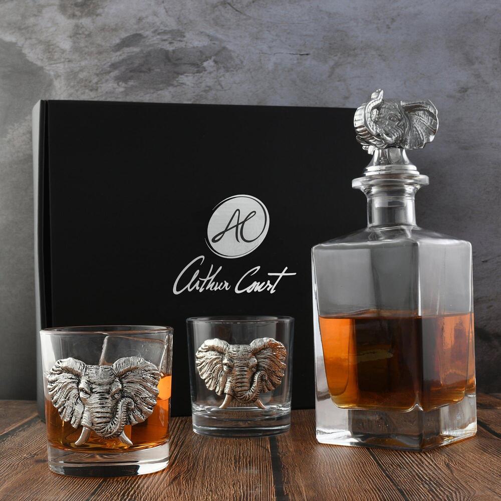 Elephant Decanter Set with Glass by Arthur Court Designs 6