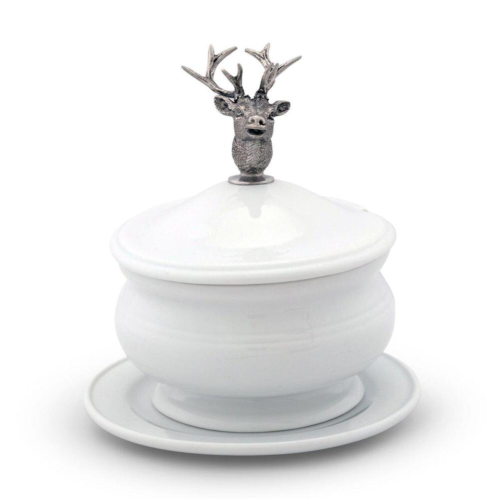 Elk Bust Porcelain Lidded Bowl by Vagabond House 1