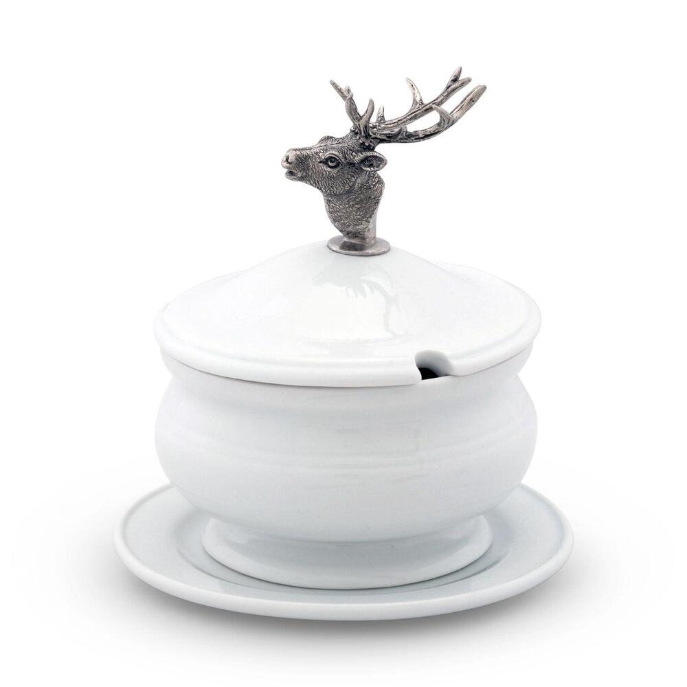 Elk Bust Porcelain Lidded Bowl by Vagabond House 3