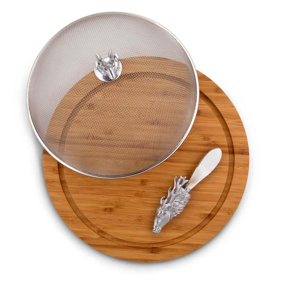 Elk Head 3 Piece Picnic Cheese Board / Spreader by Arthur Court Designs 1