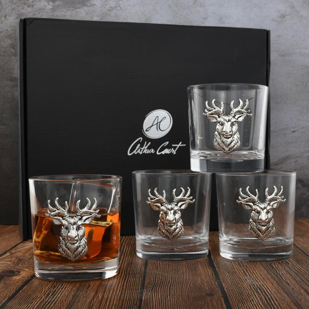 Elk Head Bar Glass Set of 4 by Arthur Court Designs 5