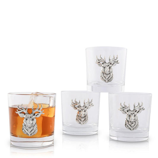 Elk Head Bar Glass Set of 4 by Arthur Court Designs