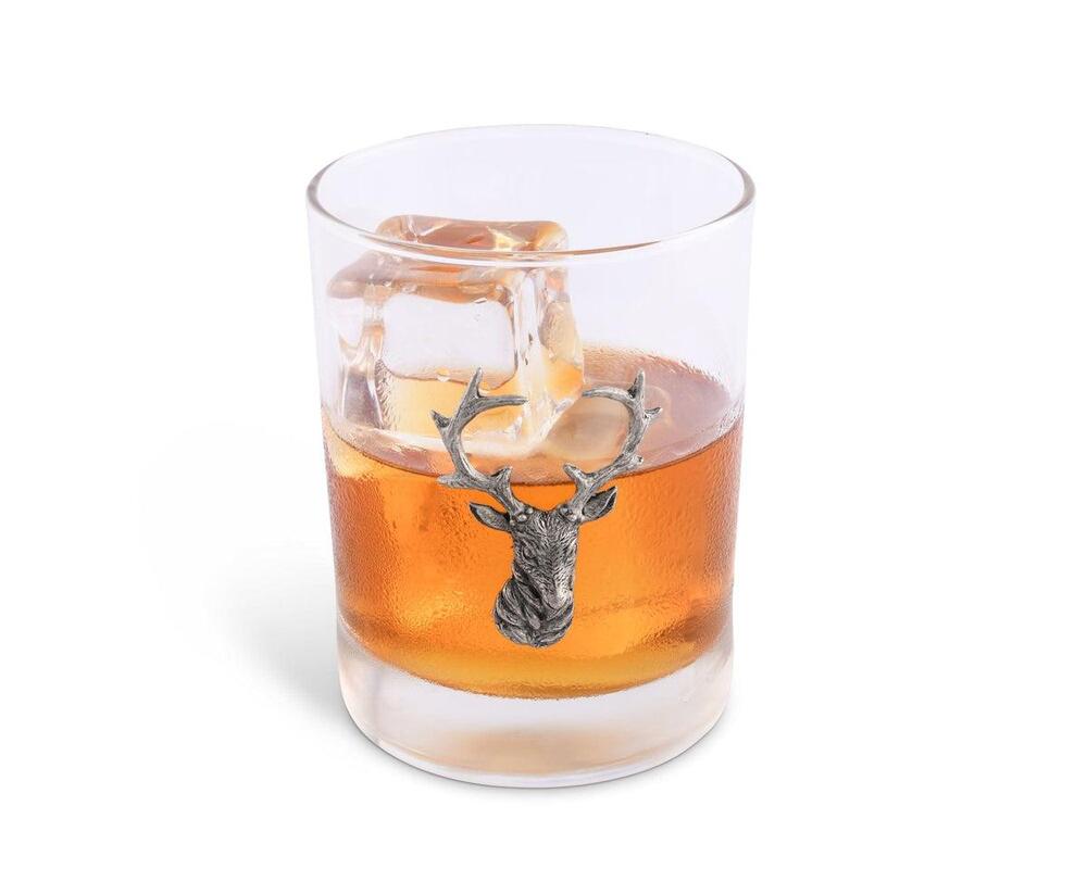Elk Head Double Old Fashion Bar Glass by Vagabond House 1