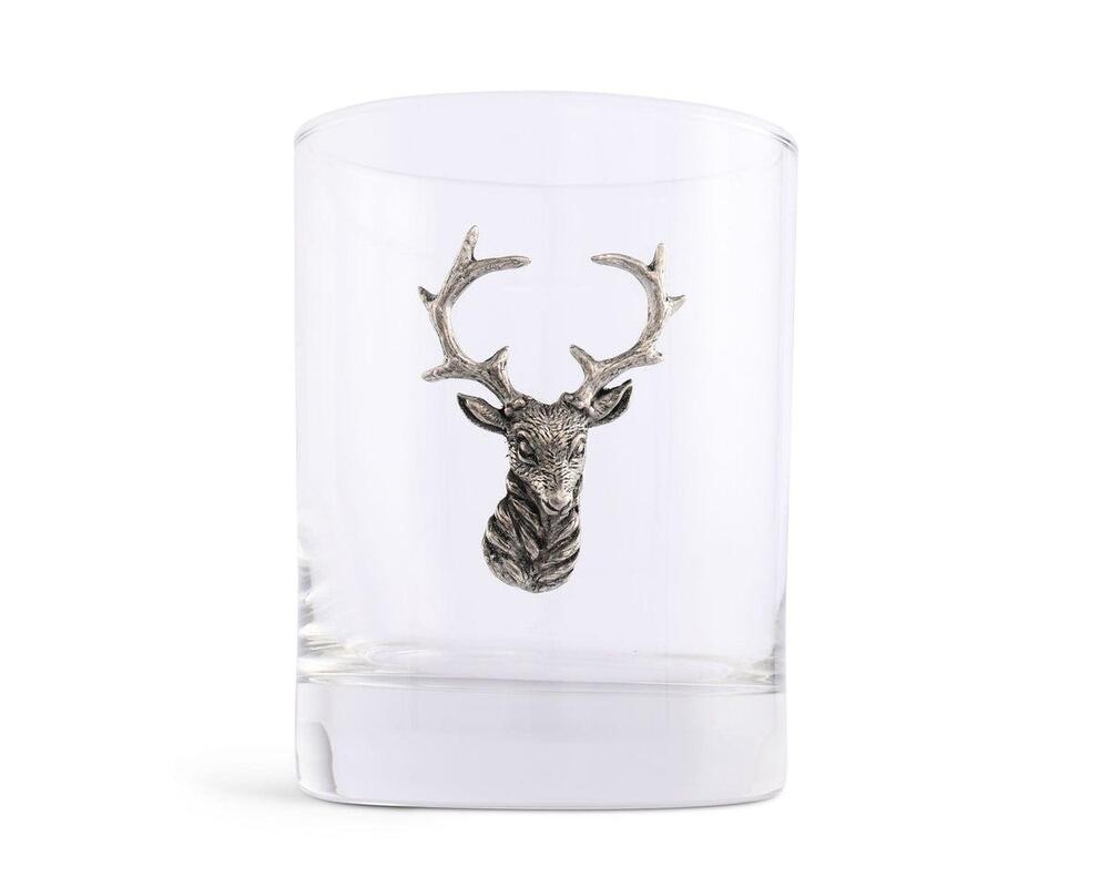 Elk Head Double Old Fashion Bar Glass by Vagabond House 2