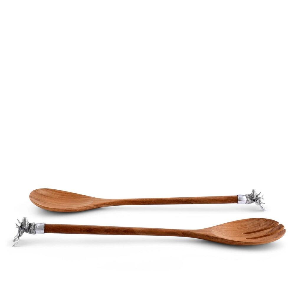Elk Head Wood Salad Servers by Vagabond House 1