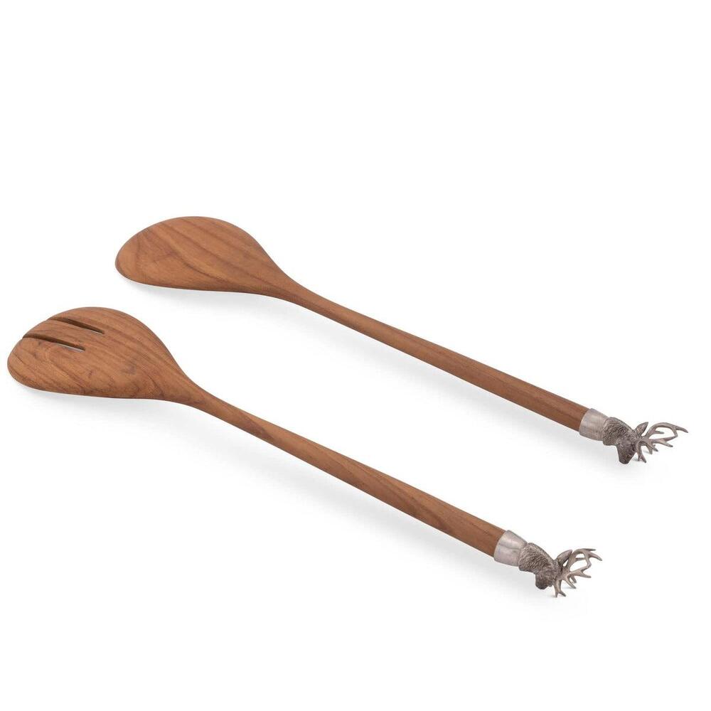 Elk Head Wood Salad Servers by Vagabond House 4