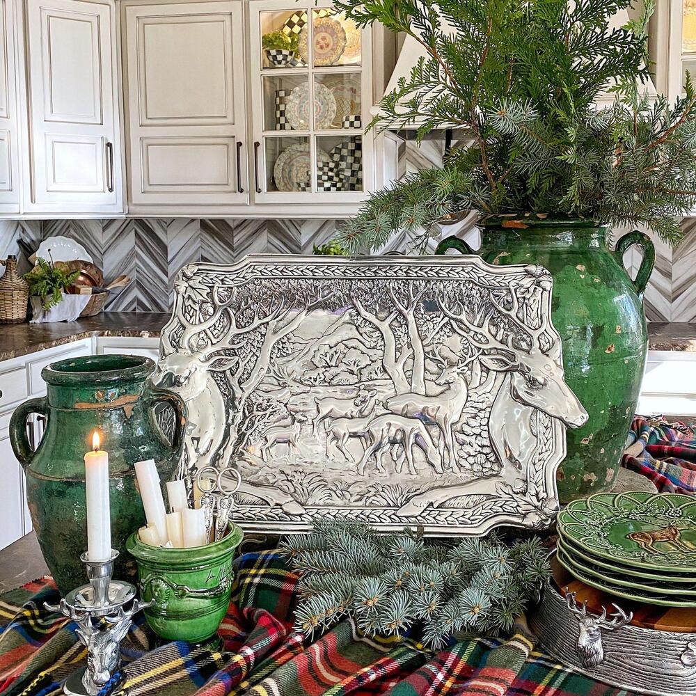Elk Herd 25.5 "L Oblong Tray by Arthur Court Designs 5