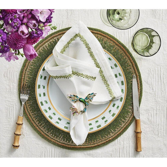 Enamor Placemat in Green & Gold - Set of 4 by Kim Seybert 1