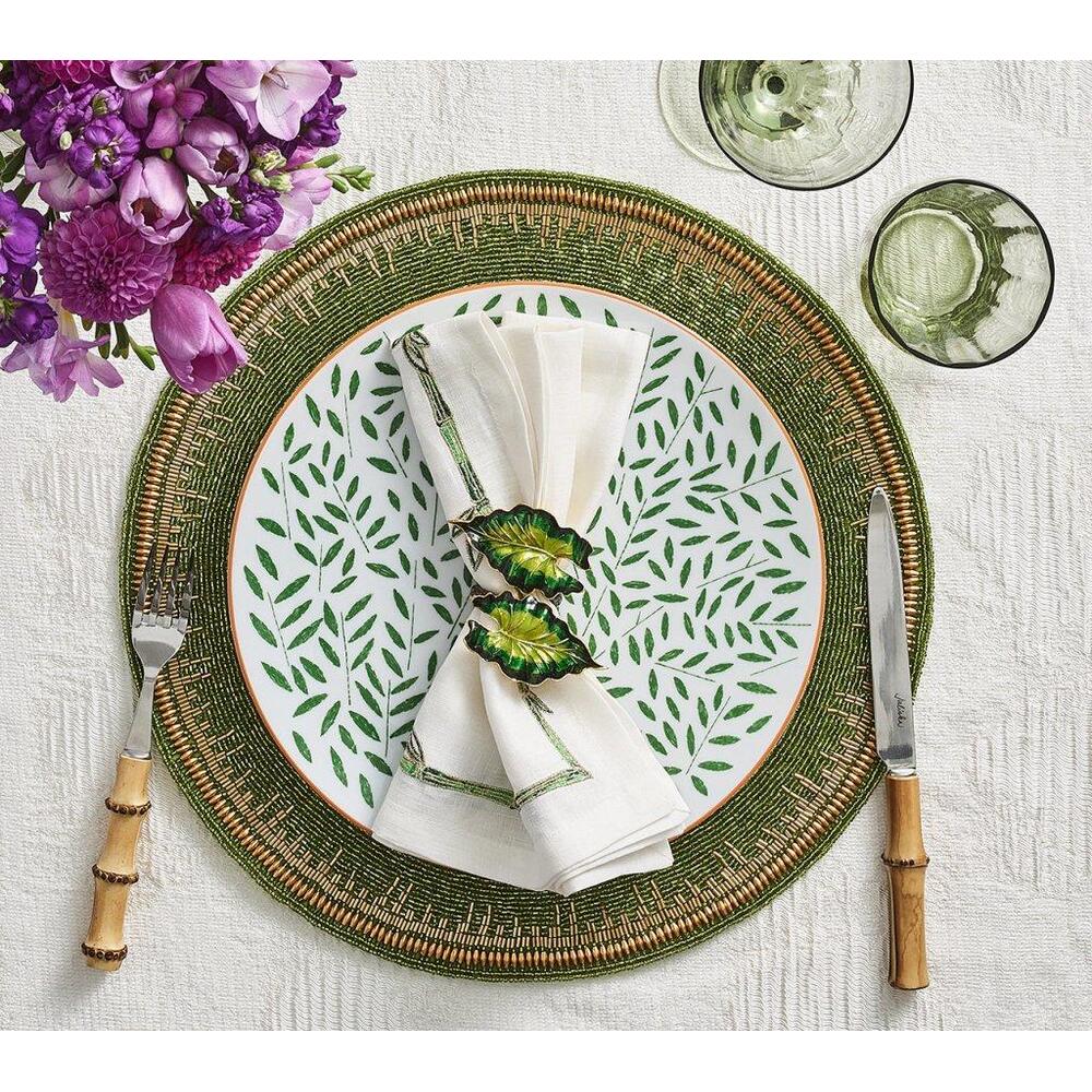 Enamor Placemat in Green & Gold - Set of 4 by Kim Seybert 2