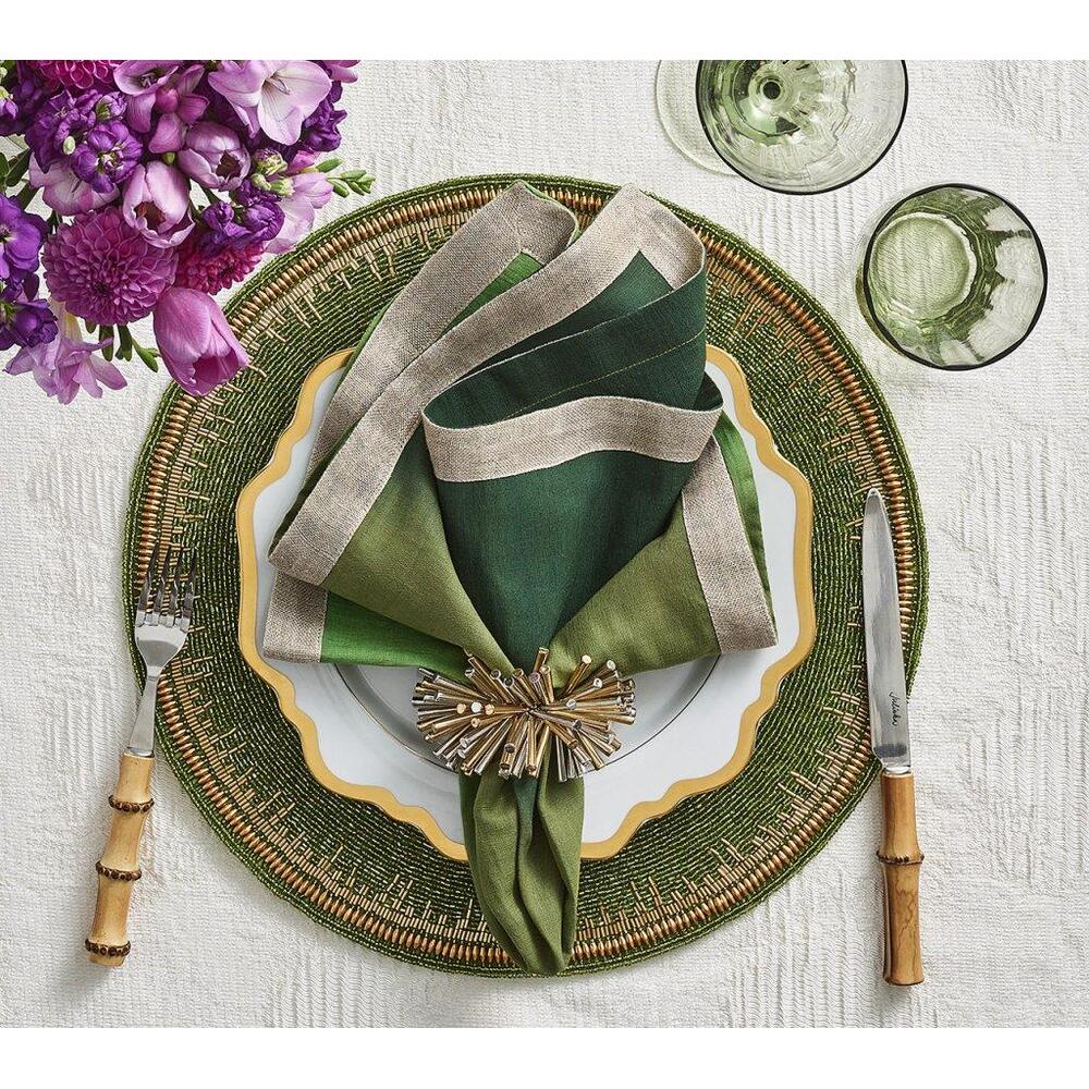 Enamor Placemat in Green & Gold - Set of 4 by Kim Seybert 3