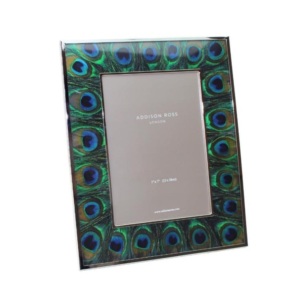 Faux Peacock Feather & Silver Frame by Addison Ross