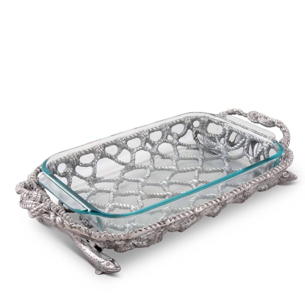 Fish Net Casserole / Pyrex Holder by Arthur Court Designs