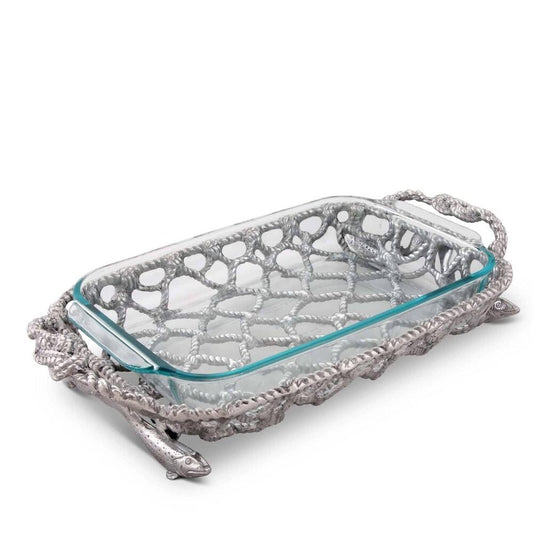 Fish Net Casserole / Pyrex Holder by Arthur Court Designs