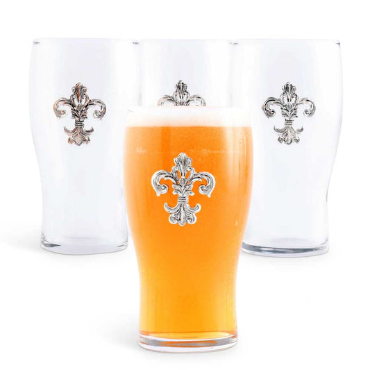 Fleur De Lis Beer Pint Glass - Set of 4 by Arthur Court Designs