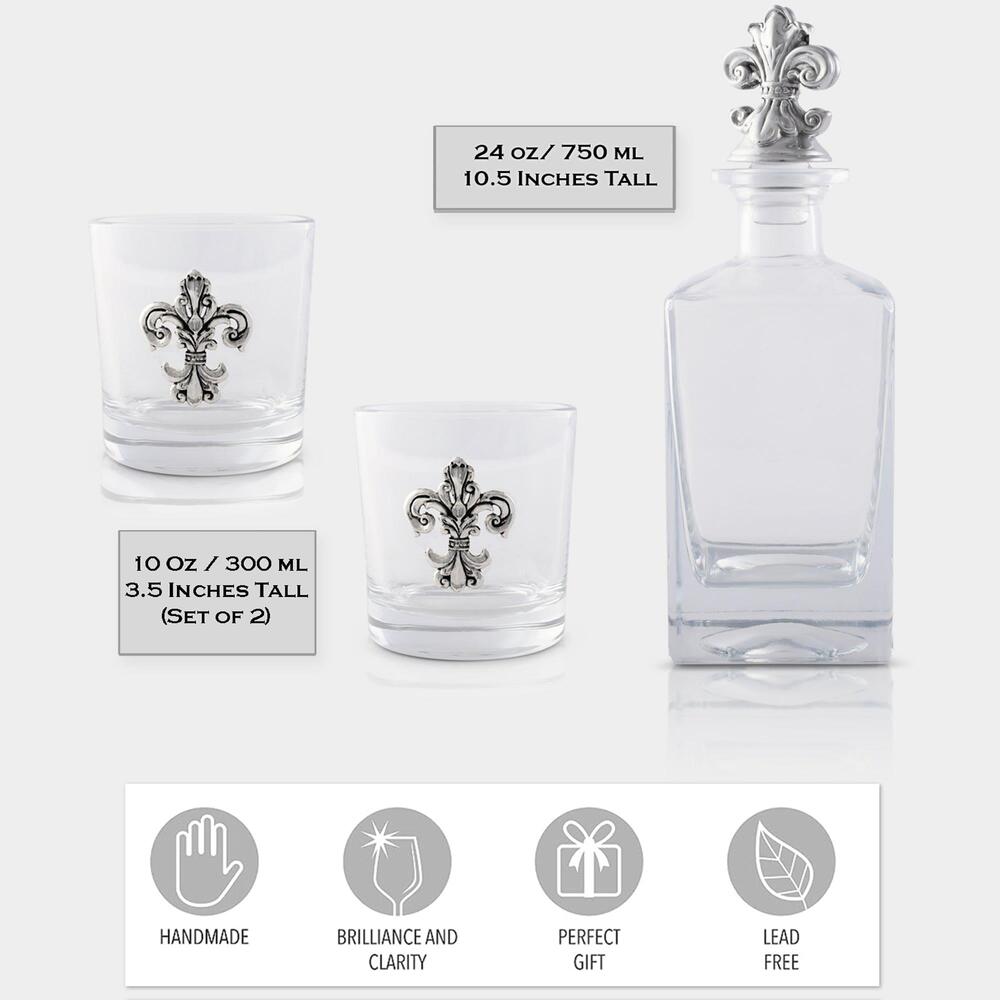 Fleur-De-Lis Decanter Set with Glass by Arthur Court Designs 1