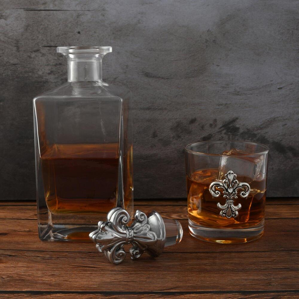 Fleur-De-Lis Decanter Set with Glass by Arthur Court Designs 2