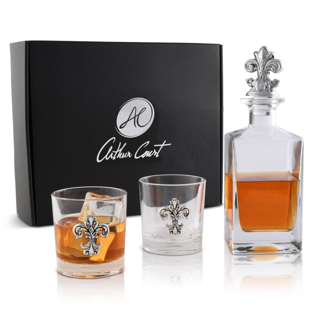 Fleur-De-Lis Decanter Set with Glass by Arthur Court Designs 5