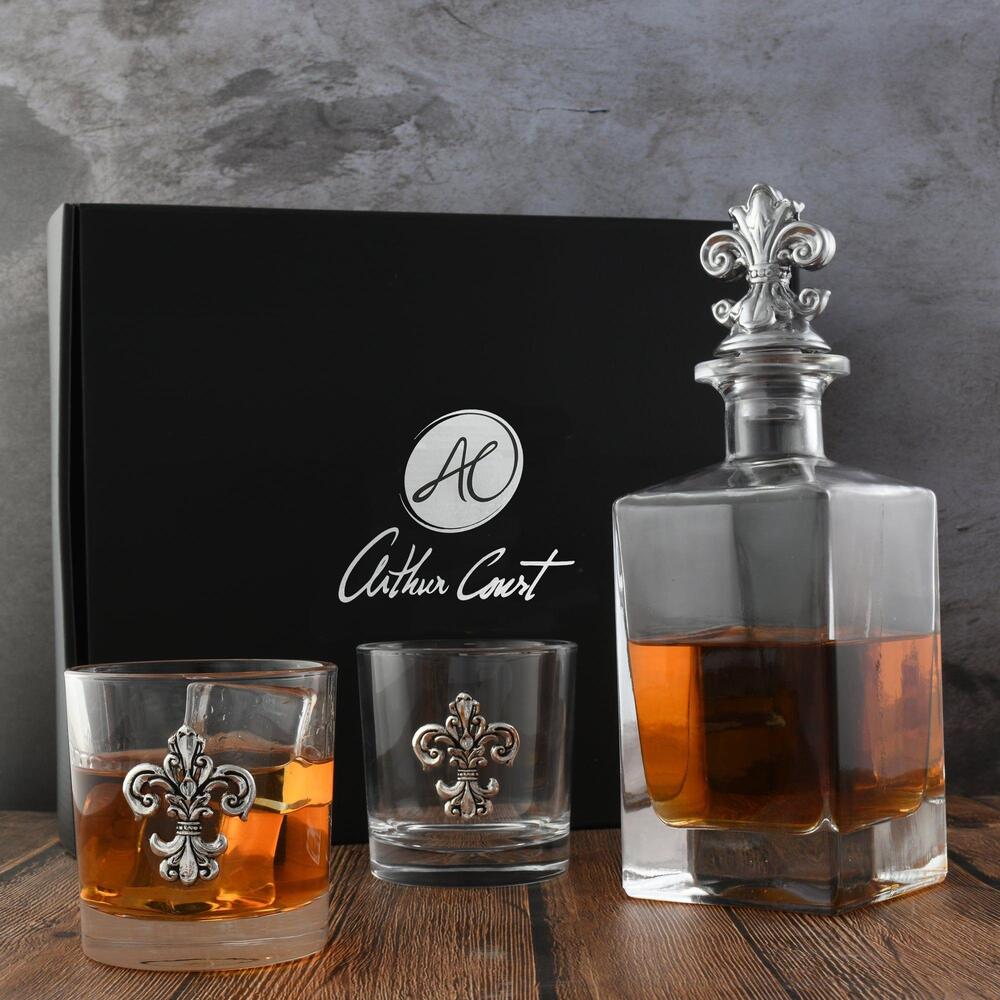 Fleur-De-Lis Decanter Set with Glass by Arthur Court Designs 6