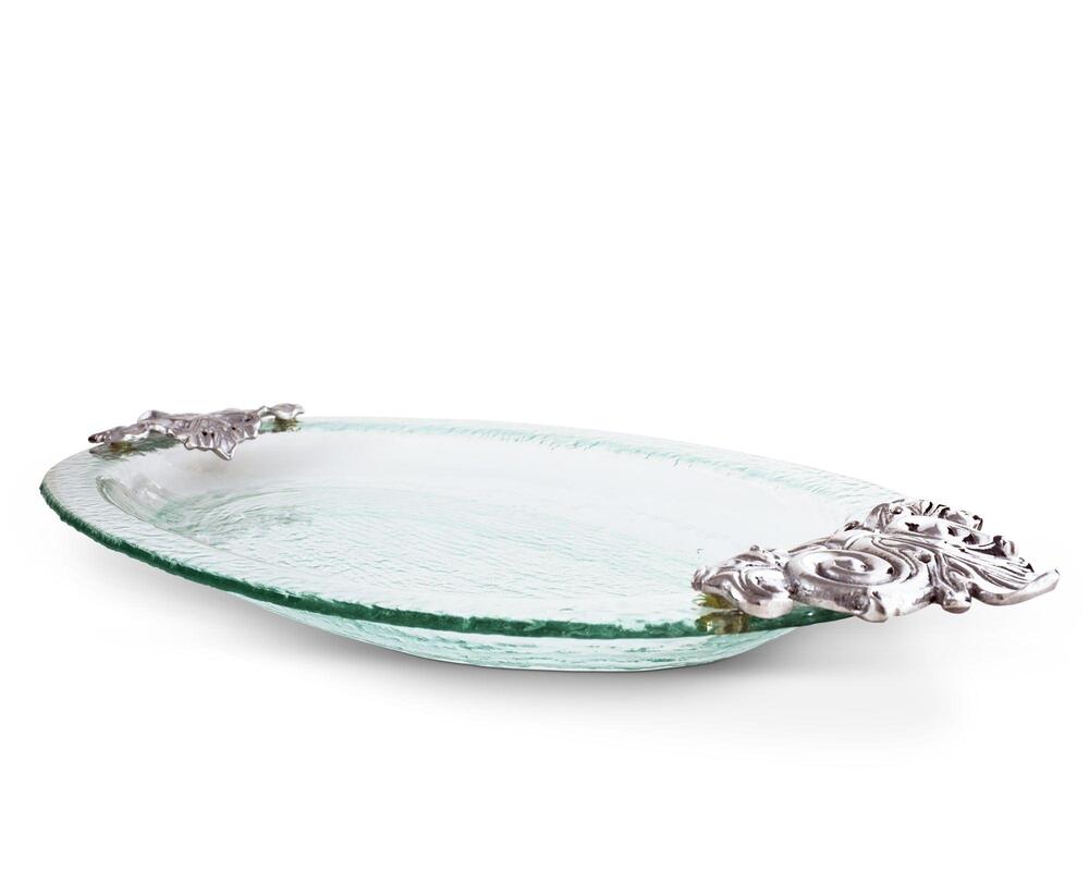Fleur-De-Lis Glass Platter by Arthur Court Designs 1