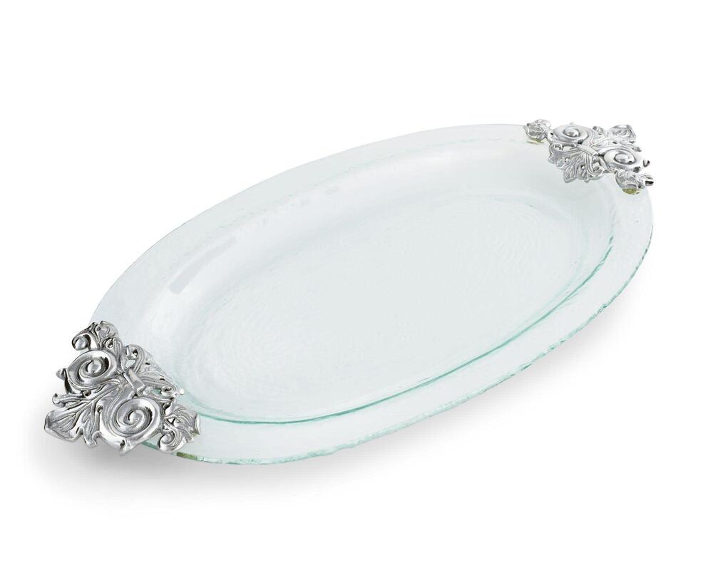 Fleur-De-Lis Glass Platter by Arthur Court Designs 2