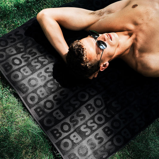 Font Jacquard Velour Beach Towel by Yves Delorme